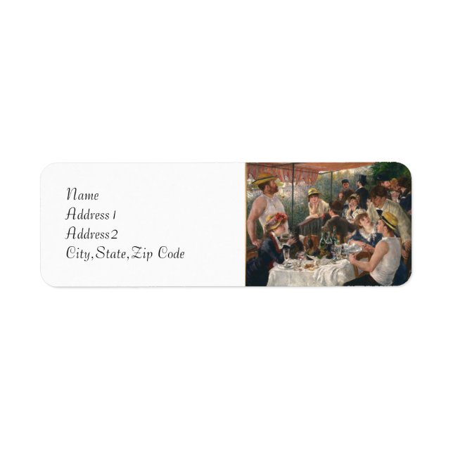 Etiqueta Luncheon del Fiesta del barco de Renoir (Frente)