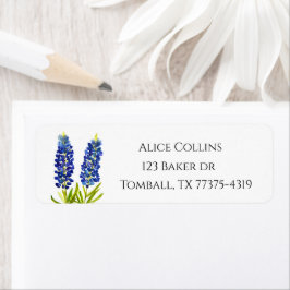 Etiqueta Lupino Flores Acuarela de Texas