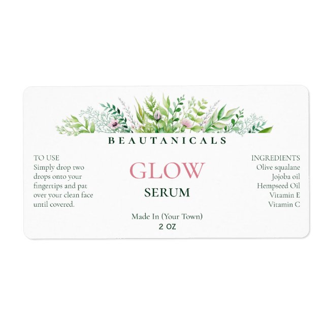 Etiqueta Lush Greenery White Sérum Labels (Frente)