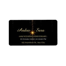 Etiqueta Luxury Black and Gold Wedding Return Address Label