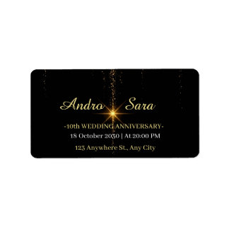 Etiqueta Luxury Black and Gold Wedding Return Address Label