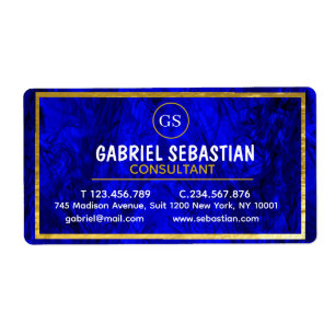 Etiqueta Luxury Blue Gold Elegant Consultant Professional