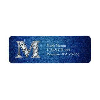 Etiqueta M Faux Diamond on Denim Return Address Label
