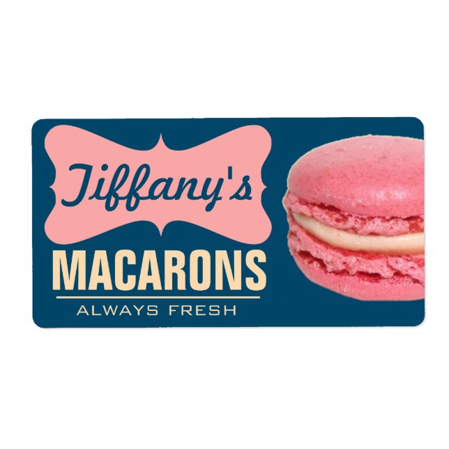 Etiqueta Macarons Franceses Rosados Adorables | Macarons Ca (Frente)