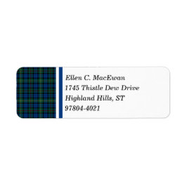 Etiqueta MacEwan Clan Royal Blue y Green Scottish Tartán