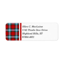 Etiqueta MacLaine Clan Red and Sky Blue Scottish Tartán