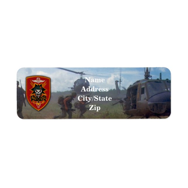 Etiqueta macvsog sog Vietnam war address (Frente)