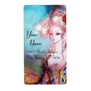 Etiqueta MADAME POMPADOUR, azul rosa brillante