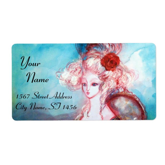 Etiqueta MADAME POMPADOUR, azul rosa brillante (Frente)