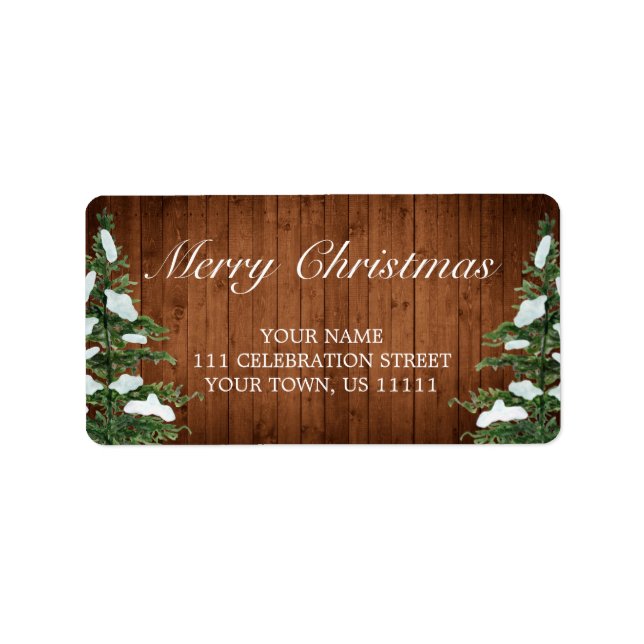 Etiqueta Madera de nieve y bosque de cerezos rurales direcc (Frente)