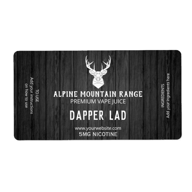 Etiqueta Madera Masculina Nicotina Vape E Juice Labs (Frente)