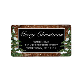 Etiqueta Madera nevada negra y la dirección navideña de los