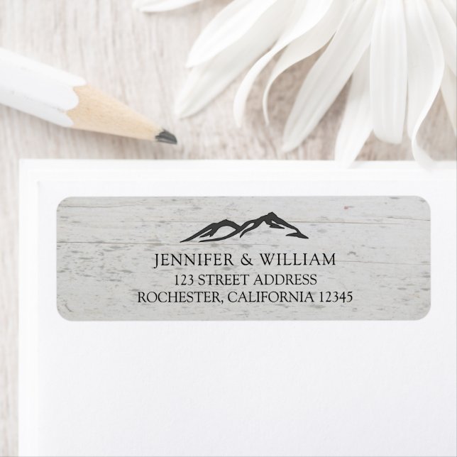 Etiqueta Madera rústica boda de novia y novio (In situ)