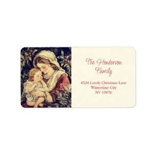 Etiqueta Madonna Child Vintage Christmas