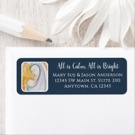 Etiqueta Madonna y niños acuarela Navidades religiosos