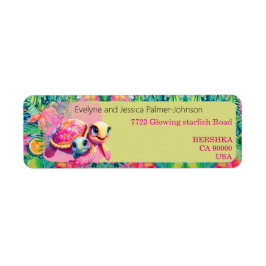 Etiqueta Madre de una tortuga rosada y nombre de costumbre 