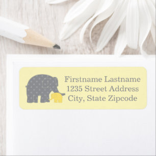 Etiqueta Madre Elefante Yellow Gray Dots Baby Shower