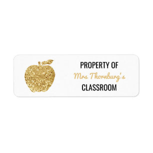 Etiqueta Maestra propiedad del Purpurina Faux Gold de aula