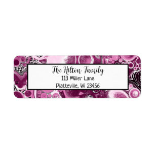 Etiqueta Magenta Burgundy, arte rosa y fluido morado