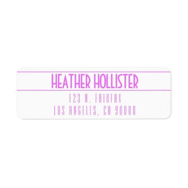 Etiqueta Magenta y blanco modernos (Frente)