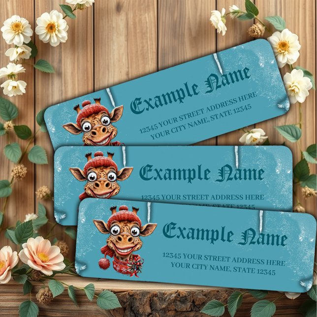 Etiqueta Magia de invierno con una linda jirafa personaliza (Subido por el creador)