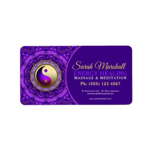 Etiqueta Magia de Mandala Morado Azul Índigo Curativo 