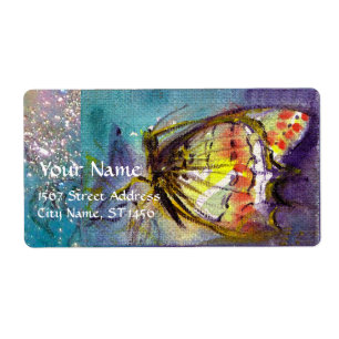 ETIQUETA MÁGICA MARIPOSA EN GOLD SPARKLES AZULES