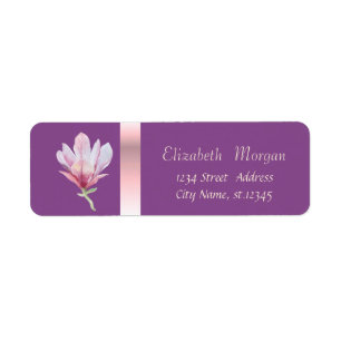 Etiqueta Magnolia de color violeta y romántico de moda eleg