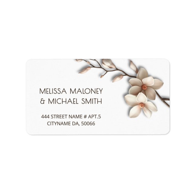 Etiqueta Magnolia de Marfil Flores 3D | Boda (Frente)
