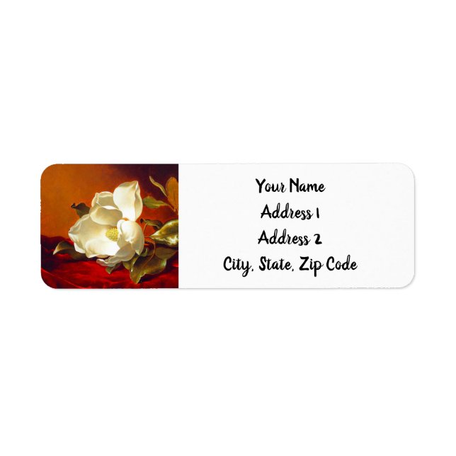 Etiqueta Magnolia en Terciopelo Rojo Martin Johnson Heade (Frente)