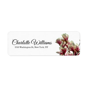 Etiqueta Magnolias Blanco Minimalista Elegante Floral Moder