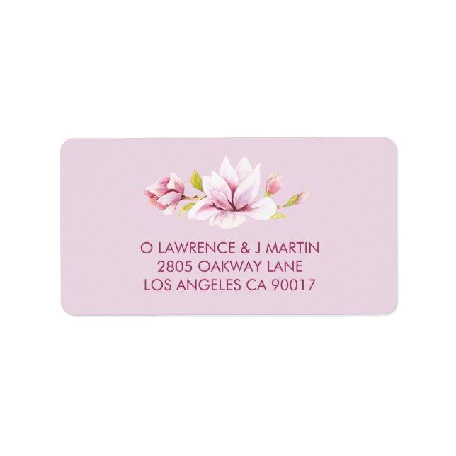 Etiqueta Mágnolias de primavera acuarela (Frente)