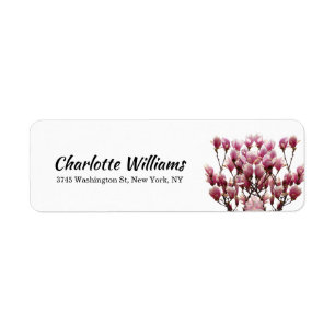 Etiqueta Magnolias Floral Blanco Elegante Profesional Moder