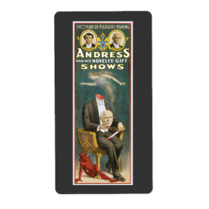 Etiqueta Mago del vintage, poster de Andress