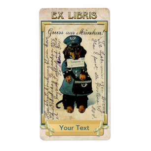 Etiqueta Mailman de Dachshund - Id. de placa de libro