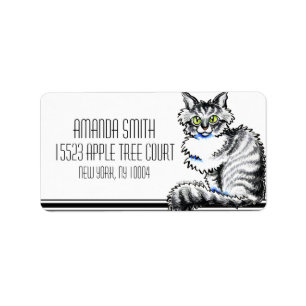 Etiqueta Maine Coon Tabby Cat Off-Leash Art™ Tuxedo