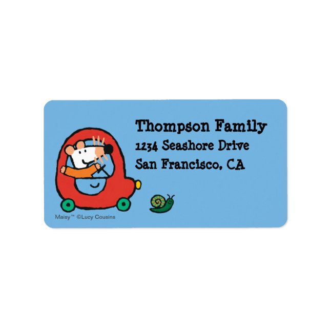 Etiqueta Maisy conduce un auto rojo limpio (Frente)