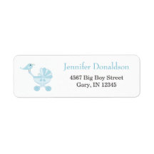 Mama Bird Carriage Blue Return Address Labs