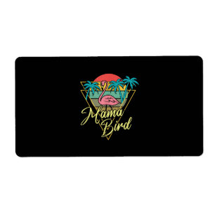 Etiqueta Mama Bird Flamingo Sunset Palm Tree Beach 80