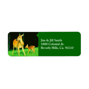 Etiqueta Mamá Deer y cervatillo del bebé