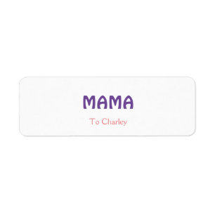Etiqueta Mama feliz madres retro púrpura agregar texto nomb