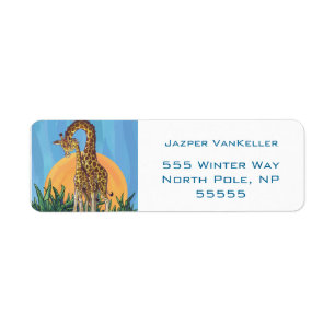 Etiqueta Mamá jirafa y bebé