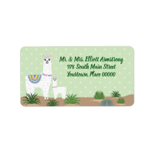 Etiqueta Mama Llama y Baby Green Dot Return Address