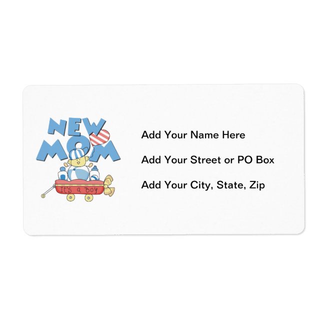 Etiqueta Mamá nueva es un regalo de niño (Frente)