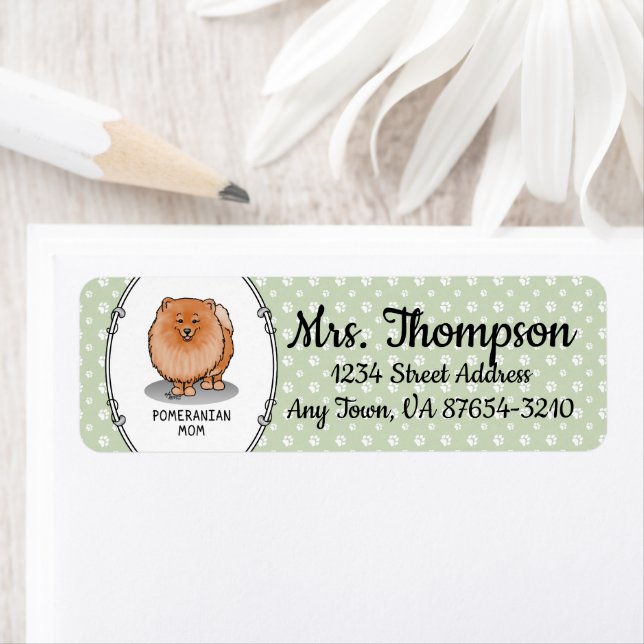 Etiqueta Mamá panomana Pom Mom (naranja roja) (In situ)