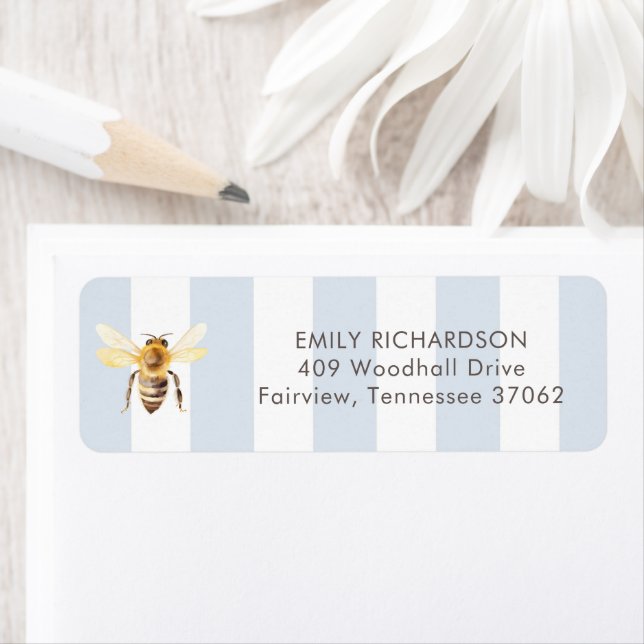 Etiqueta Mamá para comprar la dirección de Baby Shower azul (In situ)