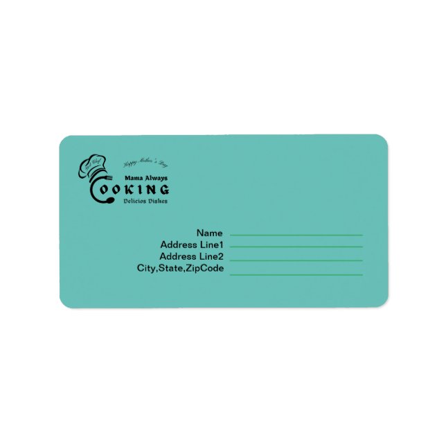 Etiqueta Mamá Siempre Cocina Deliciosos Platos Diseño (Frente)