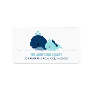 Etiqueta Mamá y bebé ballena Baby Shower {blue}