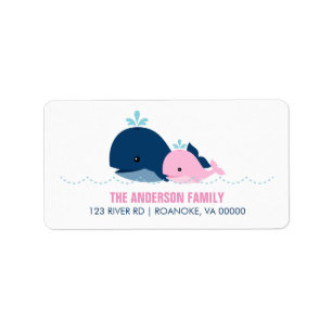 Etiqueta Mamá y bebé ballena Baby Shower {rosa}
