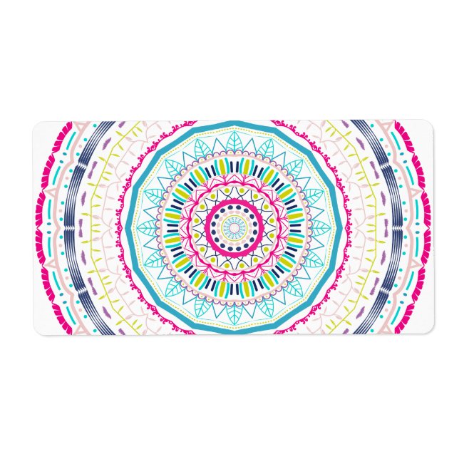 Etiqueta mandala colorido (Frente)